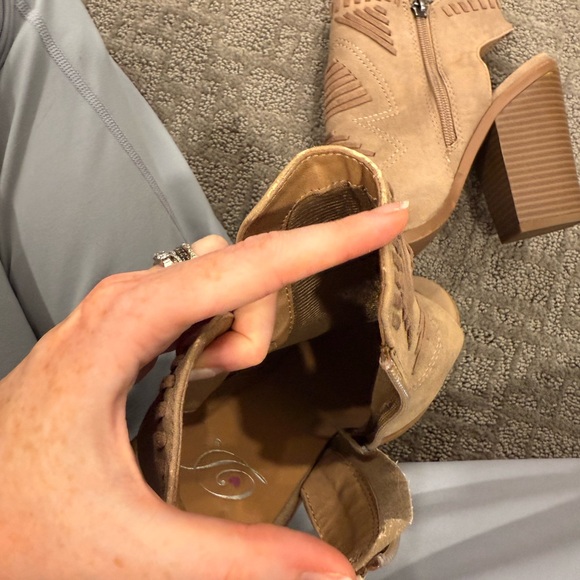 7 Taupe Peep Toe Bootie - Picture 9 of 13